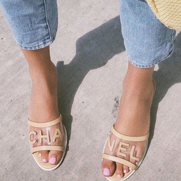 Chanel PVC CHANEL LOGO SS2019 slide slipper sandals size 36 6 AUTHENTIC - Picture 13 of 13